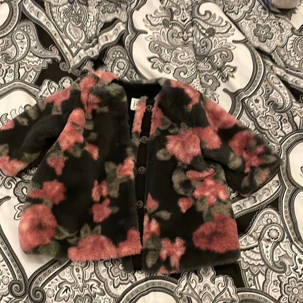 Baby girl flower fur coat 0-6 months